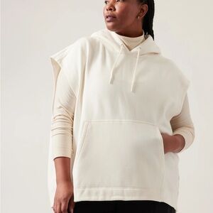 Athleta Retroplush Cocoon Sleeveless Hoodie Sweatshirt Ivory NWT XL